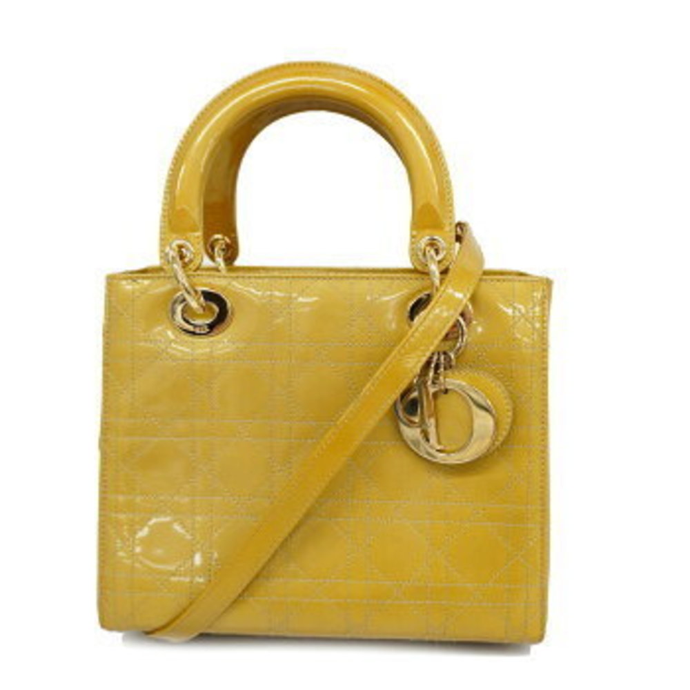Christian Dior Lady Dior Patent Leather Shoulder Bag